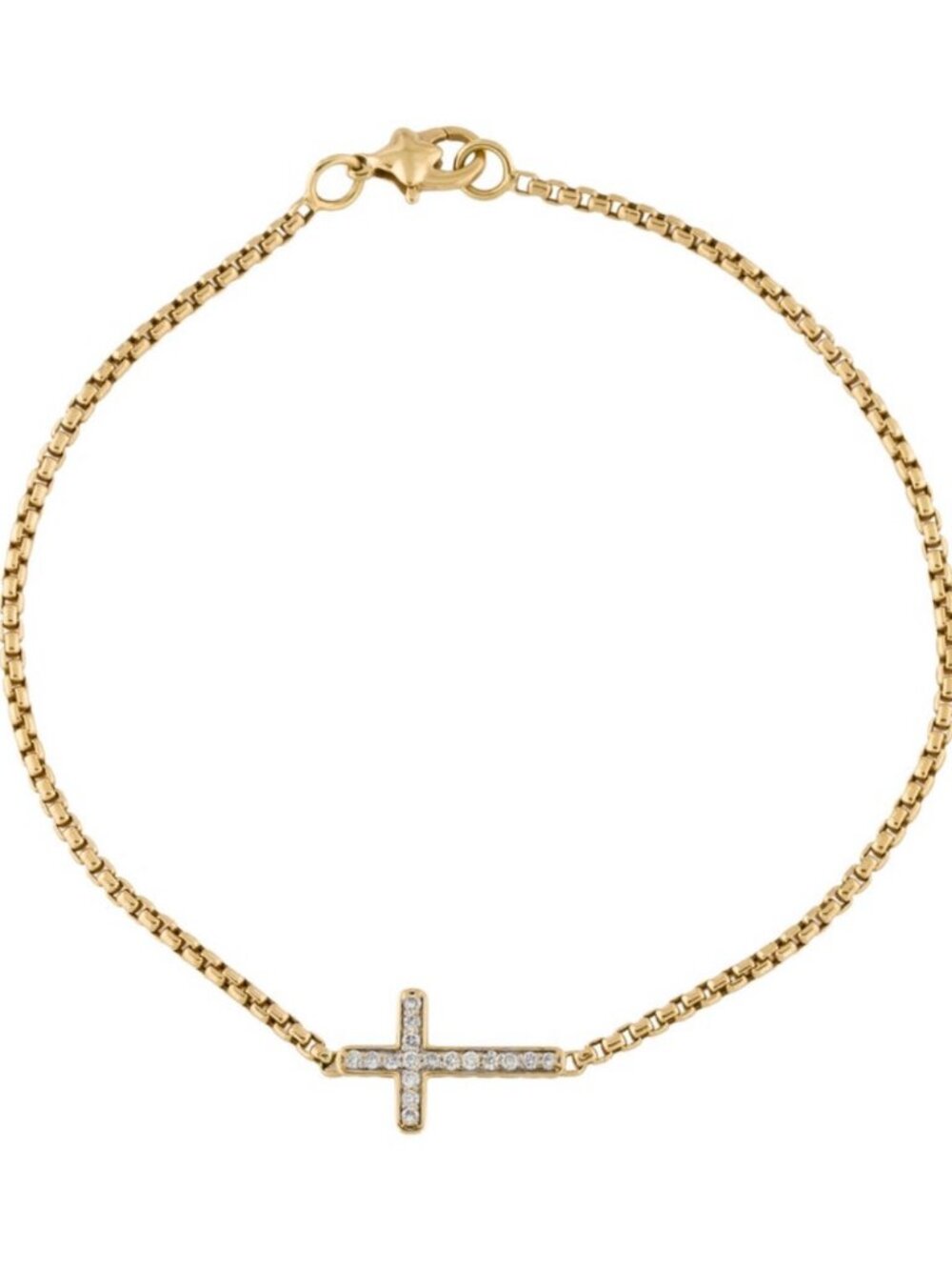 DAVID YURMAN 18K 750 YELLOW GOLD DIAMOND PAVE CABLE CROSS LINK BRACELET